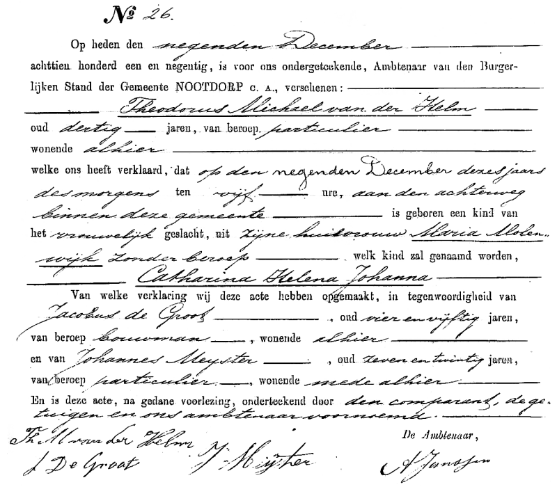 geb.akte, ovl.krt, ovl.adv en bedank krt Catharina HJ vd Helm